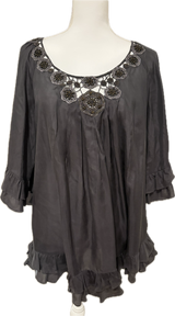 Rebecca Taylor Embroidered Flutter Blouse