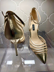Nine West Gold Mesh Ankle Strap Pump