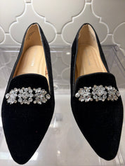 Adrienne Vittadini Velour Rhinestone Flats