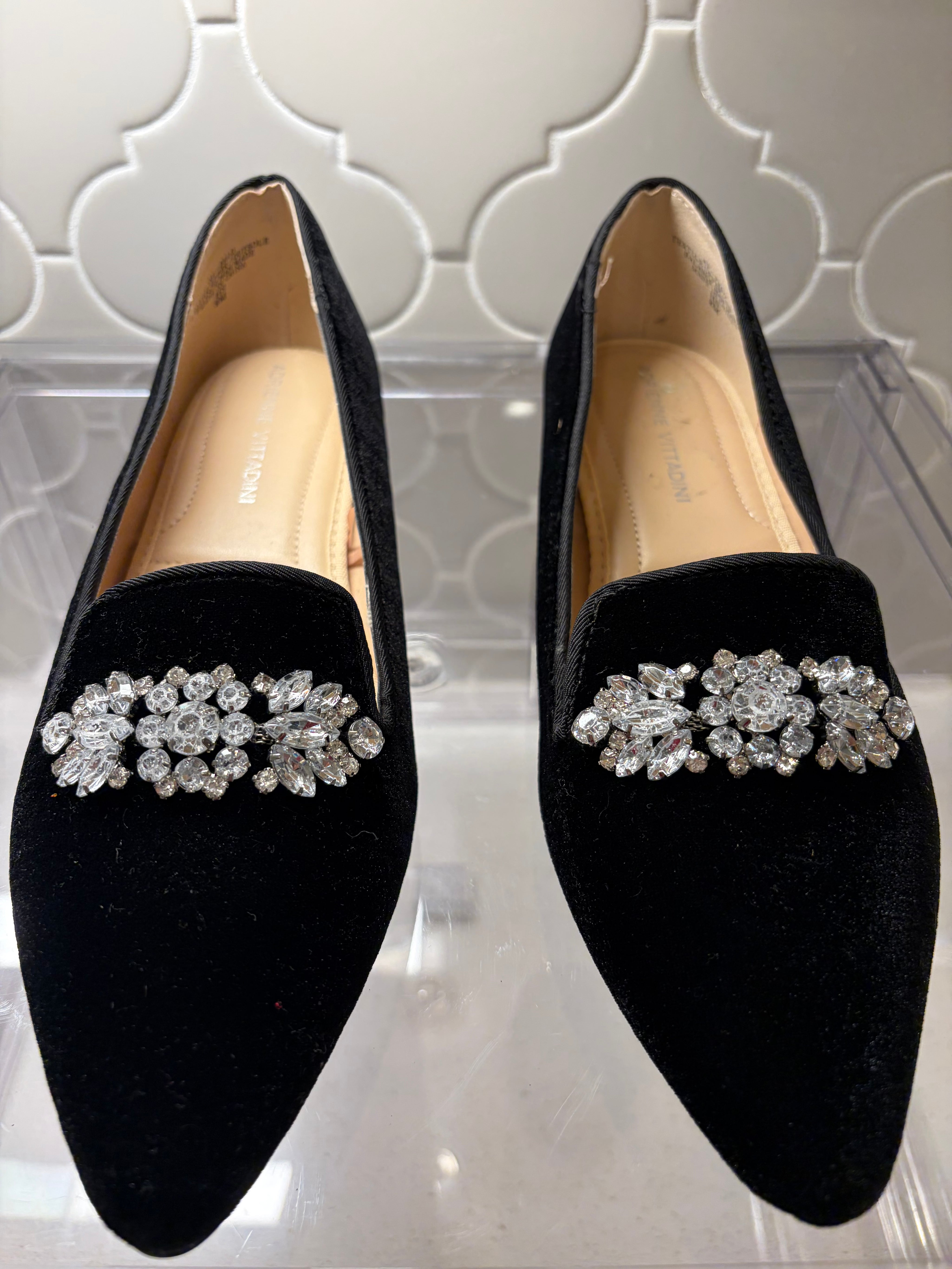 Adrienne Vittadini Velour Rhinestone Flats