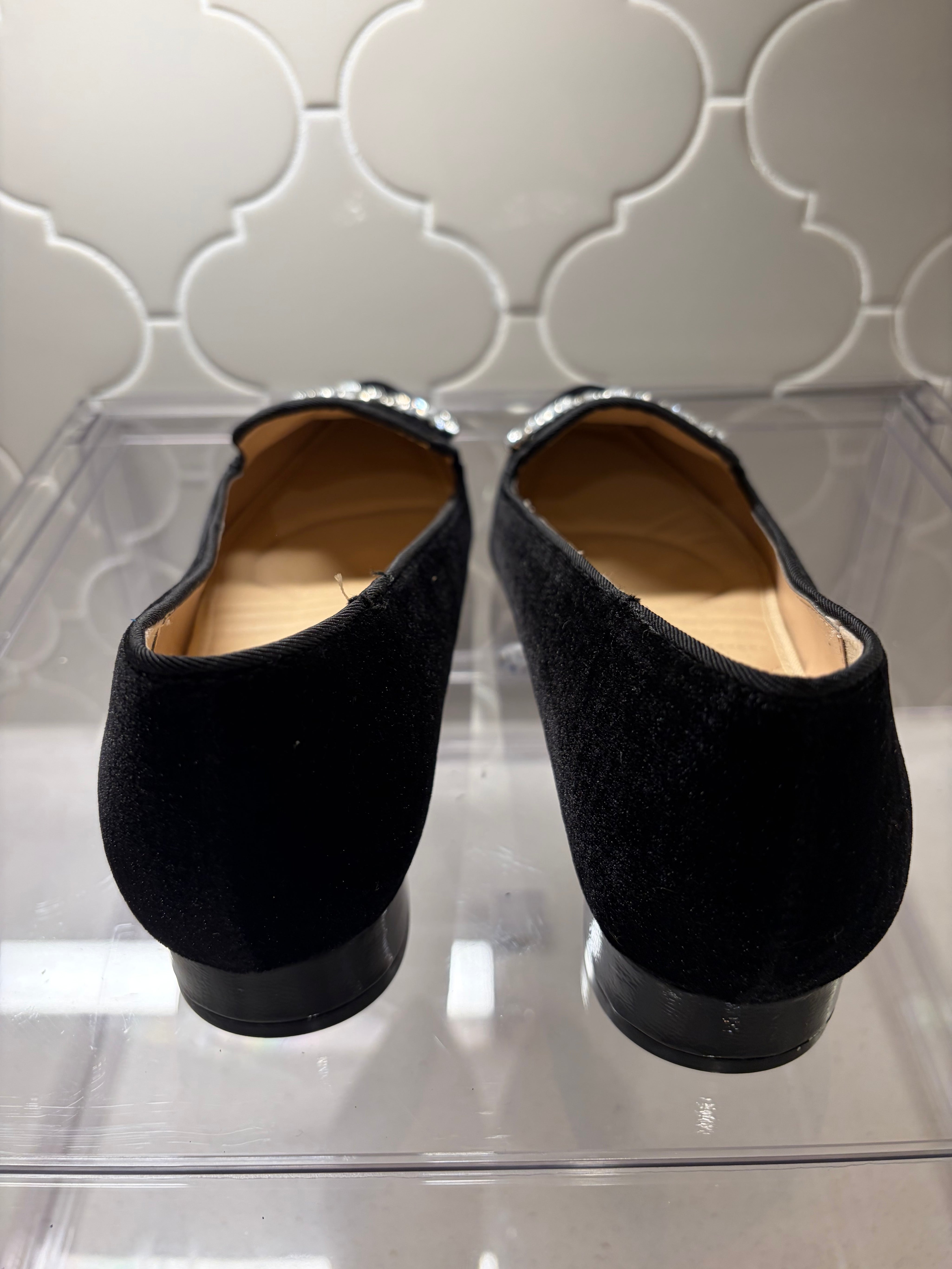 Adrienne Vittadini Velour Rhinestone Flats