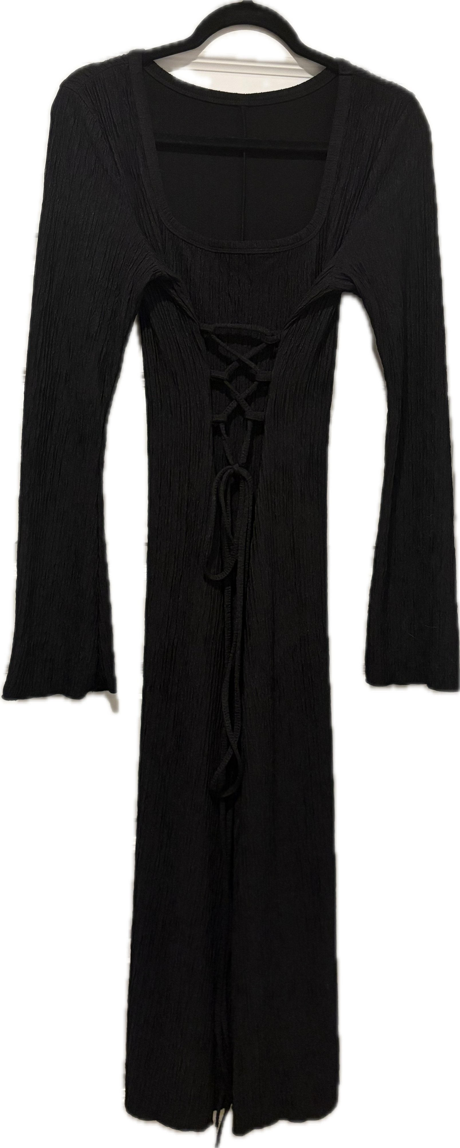 Lace Tie Front Crinkle Dress