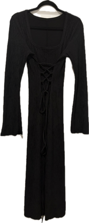 Lace Tie Front Crinkle Dress