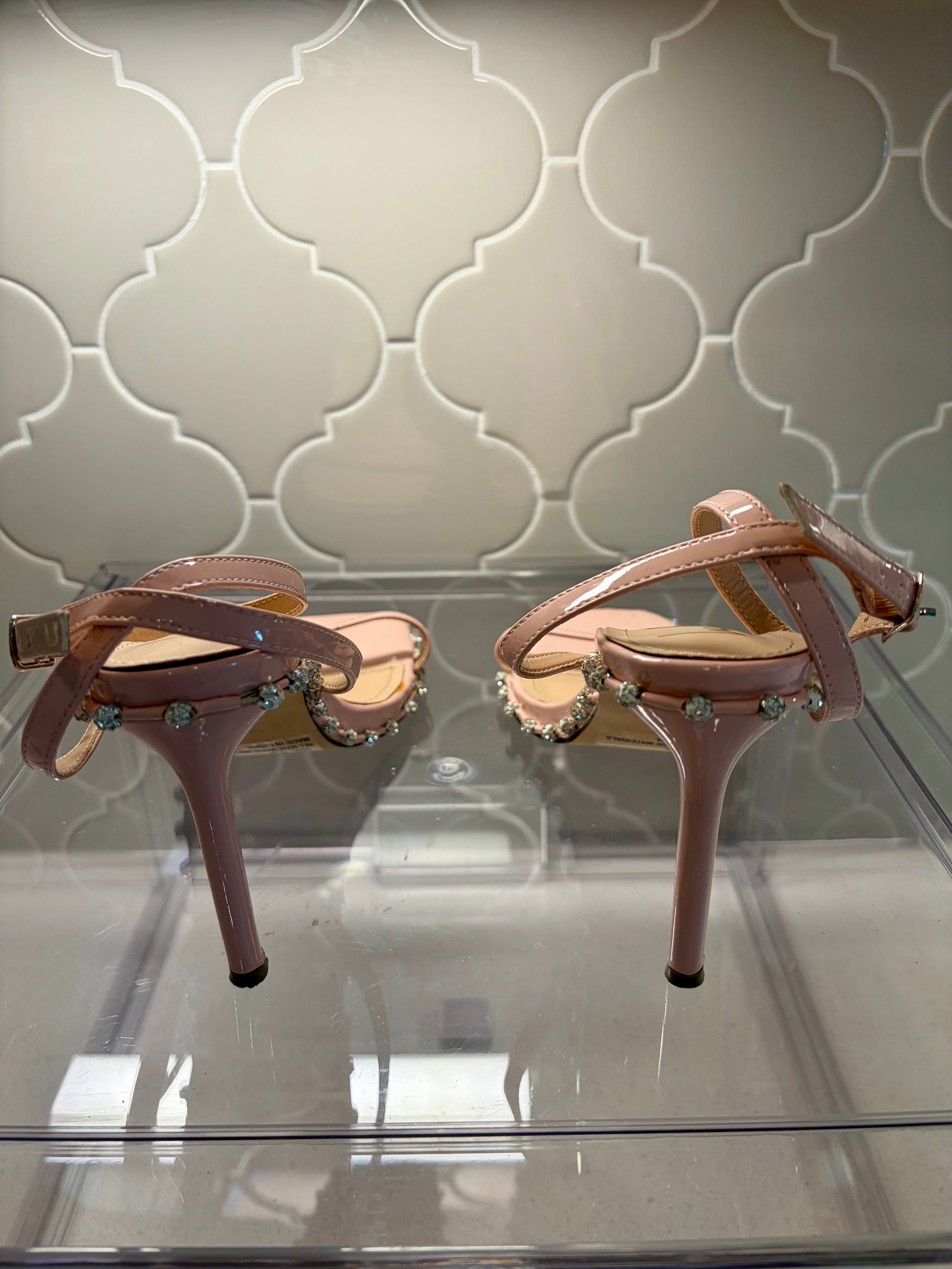 Lulus Pink Patent Rhinestone Sandals