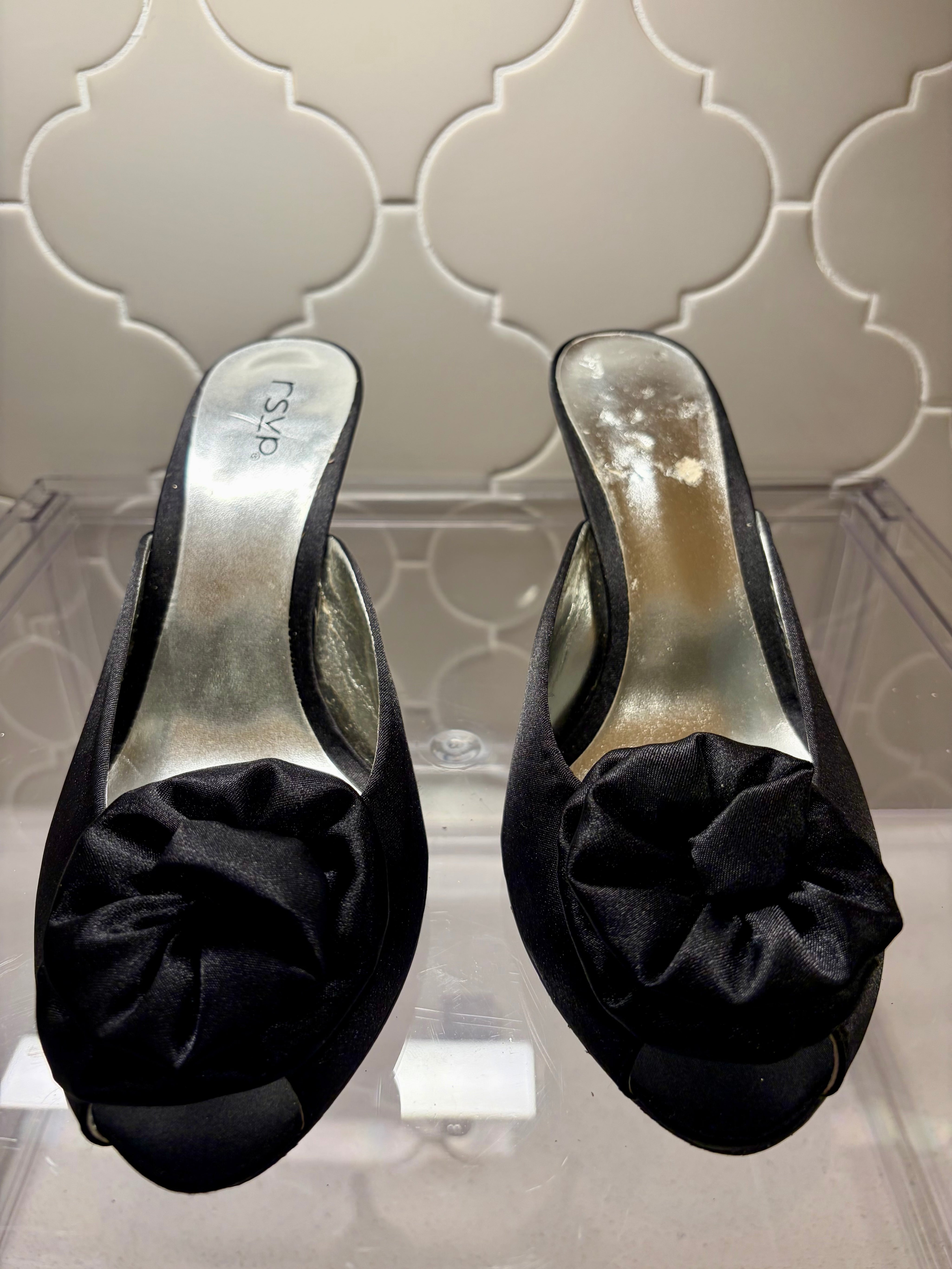 Satin Floral Flirty Mules
