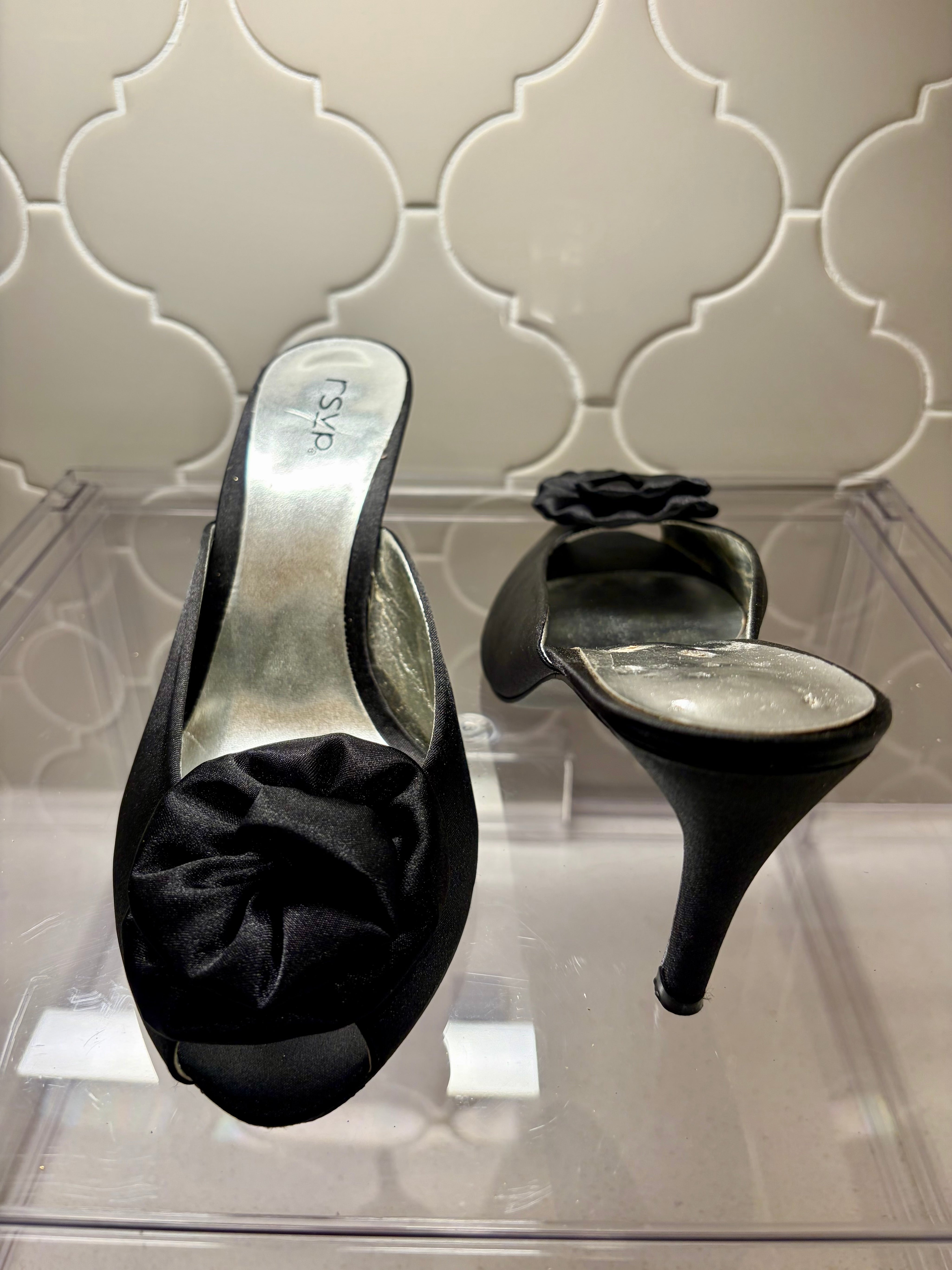 Satin Floral Flirty Mules