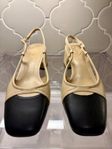 Two Tone Leather Slingbacks