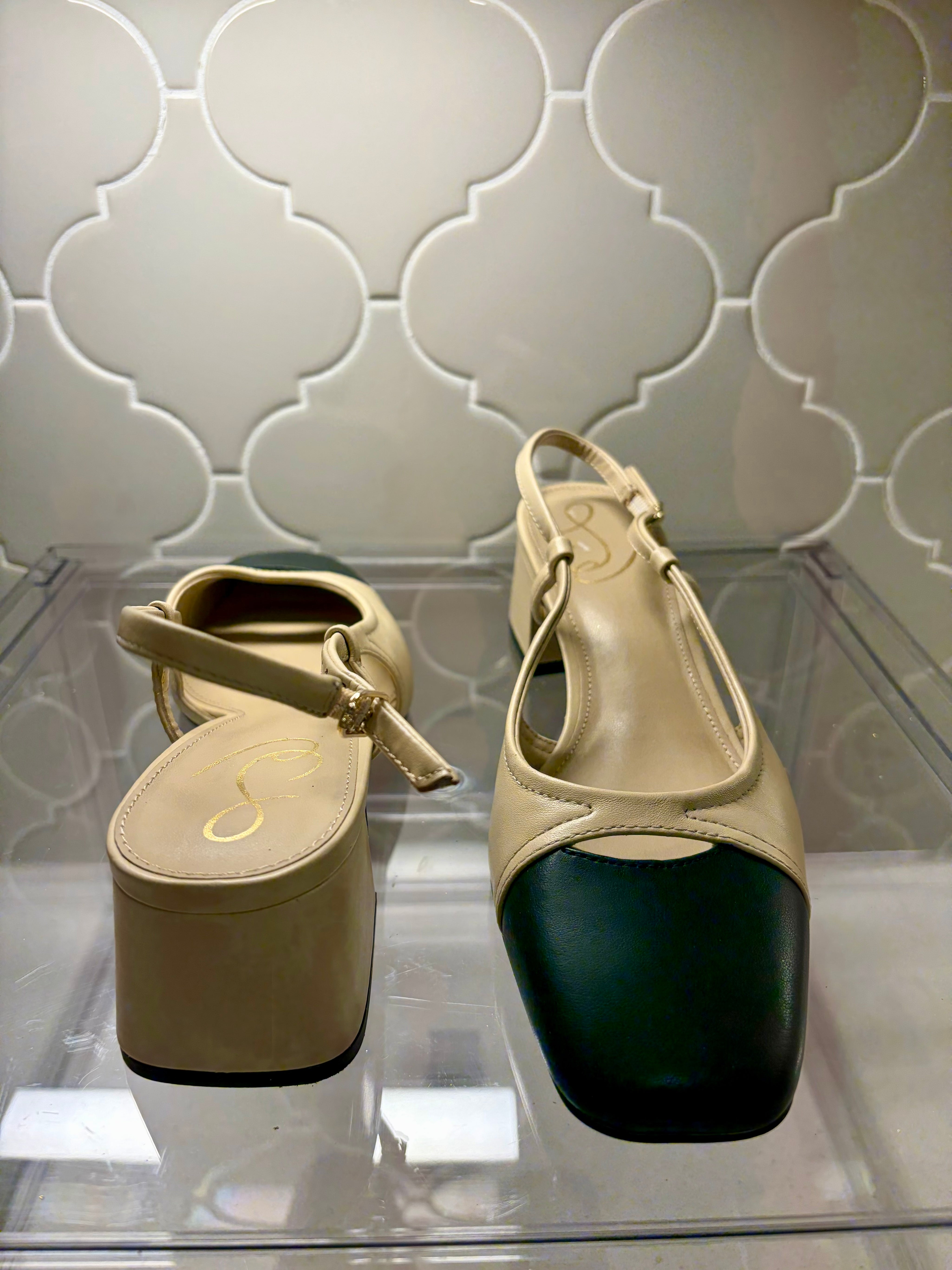 Two Tone Leather Slingbacks