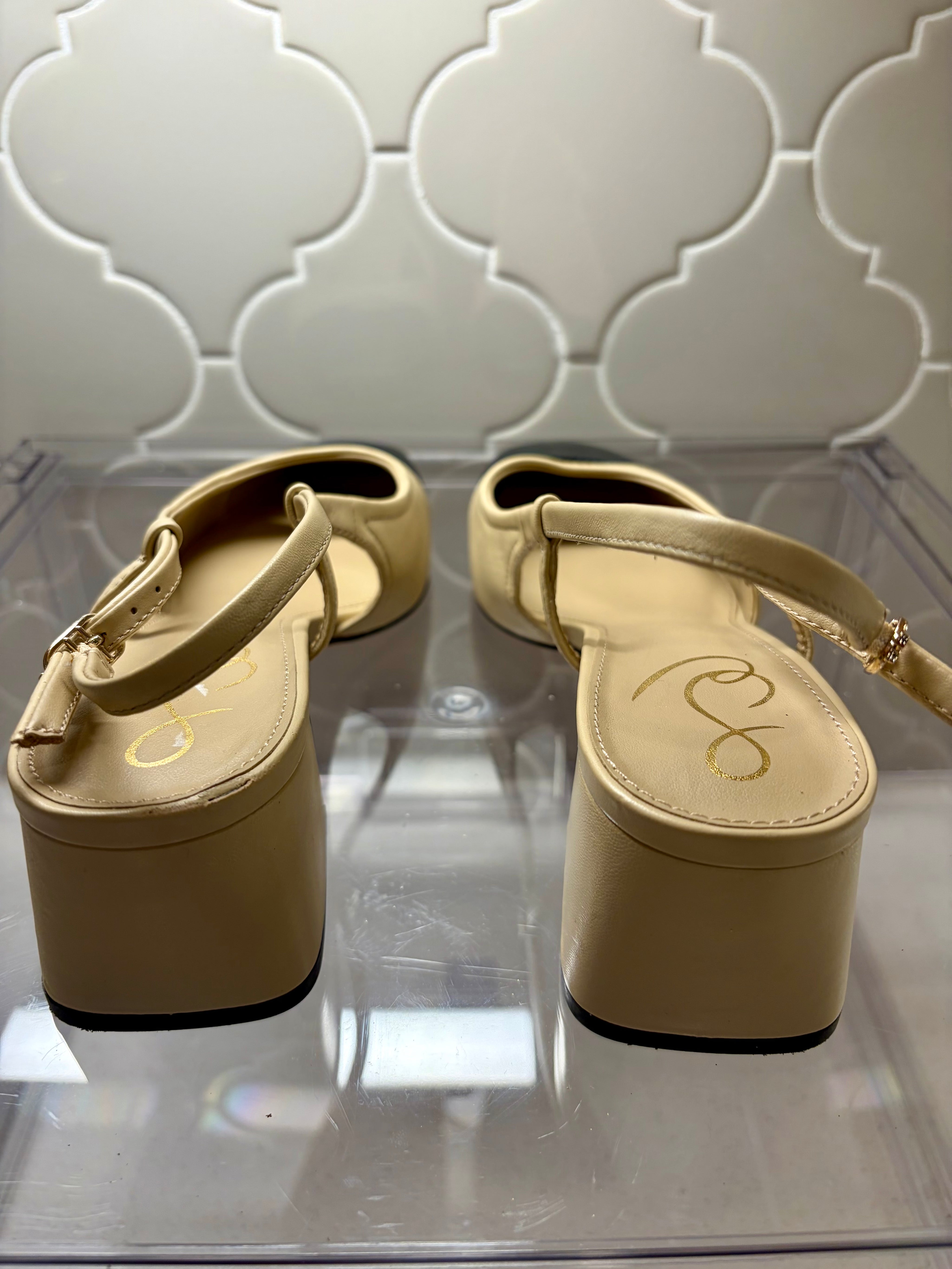 Two Tone Leather Slingbacks