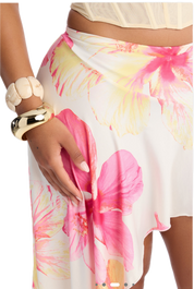 Floral Print Mid Rise Handkerchief Skirt