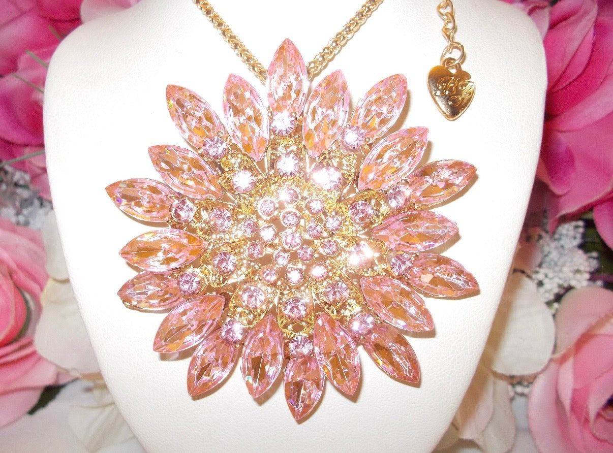Betsey Johnson Rhinestone Pendant Necklace