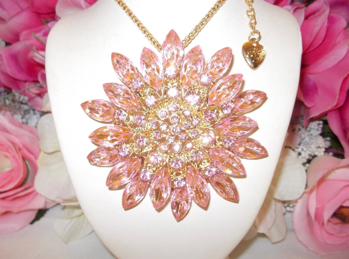 Betsey Johnson Rhinestone Pendant Necklace
