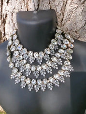 Triple Strand Rhinestone Choker Necklace