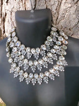 Triple Strand Rhinestone Choker Necklace