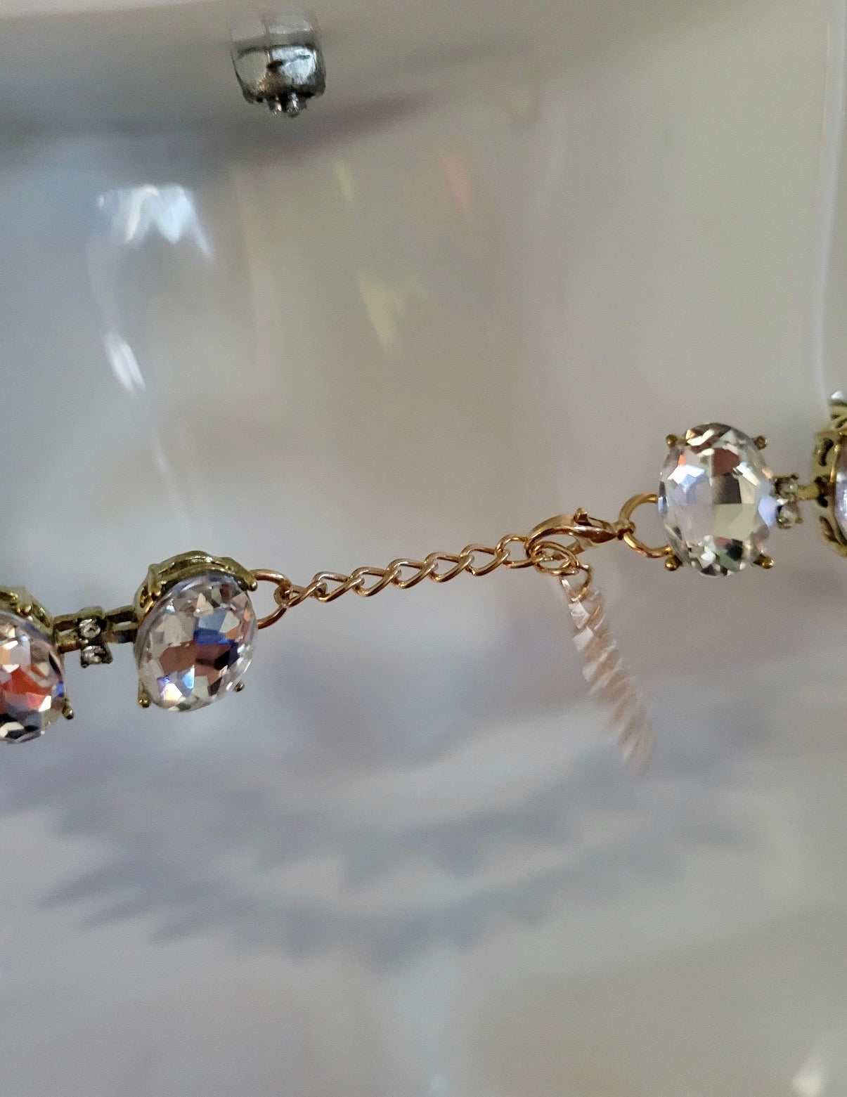 Triple Strand Rhinestone Choker Necklace