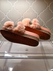 Fluffy Pink Rhinestone Slippers