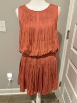 Silky Pleated Ruffle Hem Mini Dress