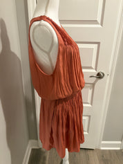 Silky Pleated Ruffle Hem Mini Dress