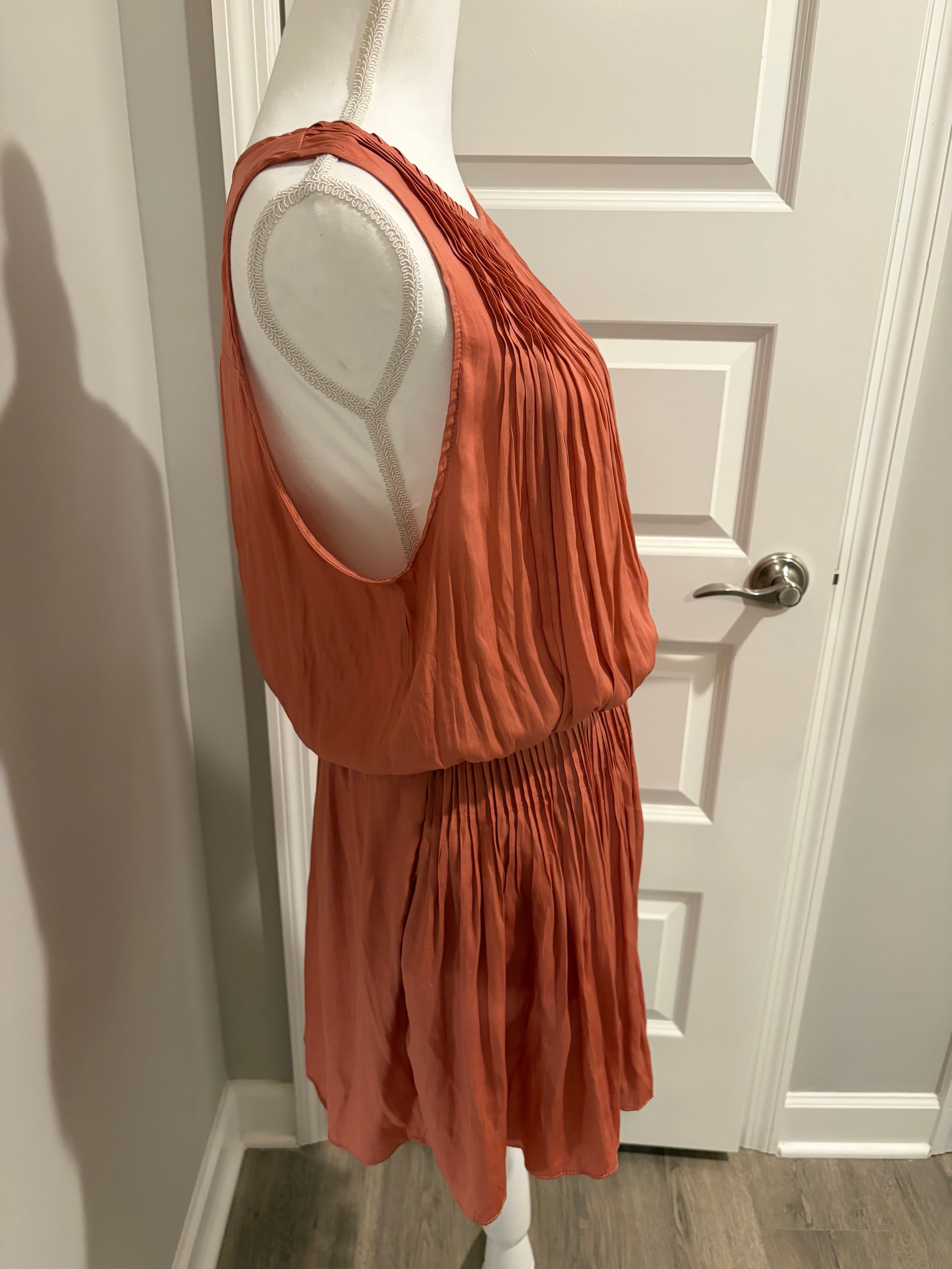 Silky Pleated Ruffle Hem Mini Dress