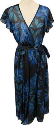 Silver Lurex Blue Wrap Dress