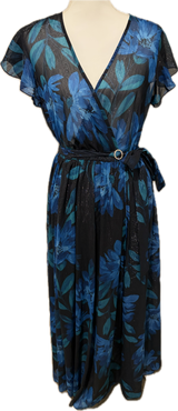 Silver Lurex Blue Wrap Dress
