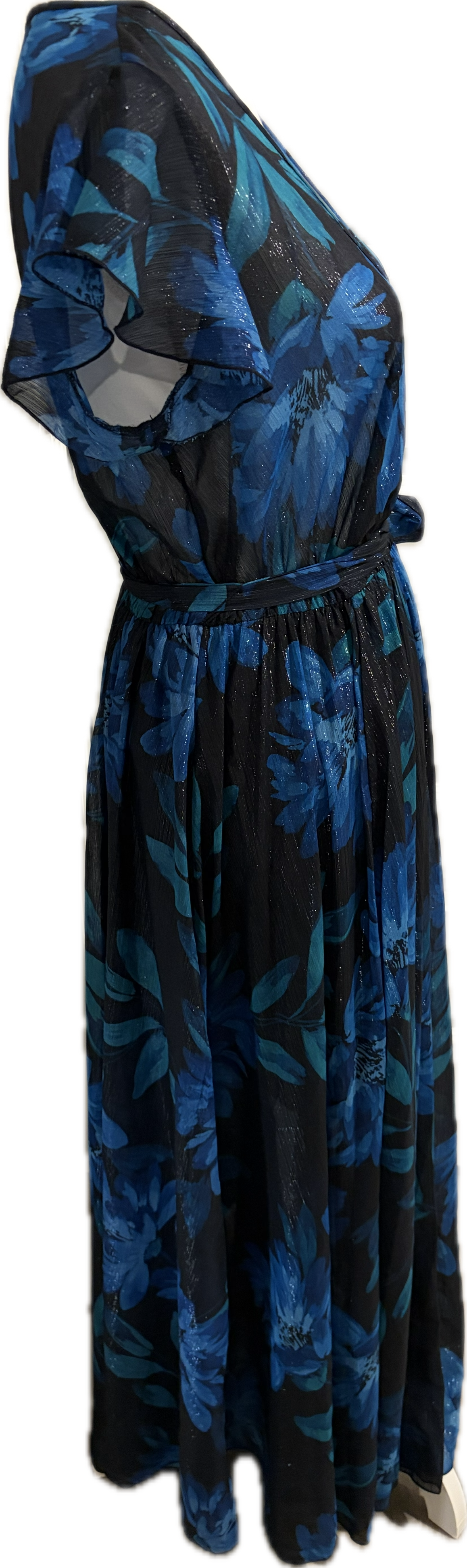 Silver Lurex Blue Wrap Dress