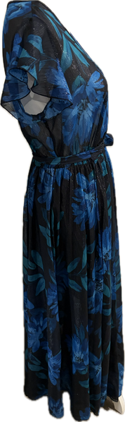 Silver Lurex Blue Wrap Dress