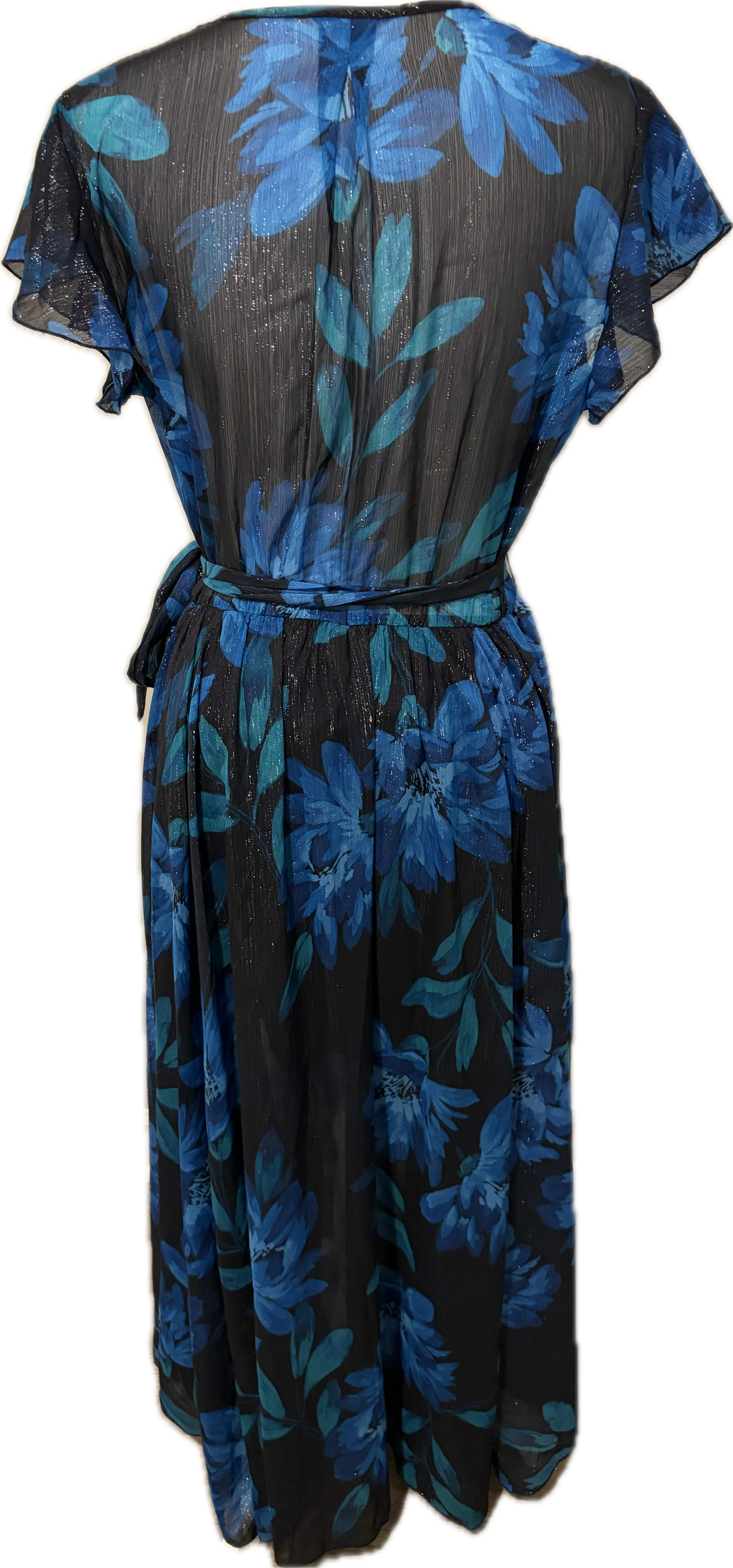 Silver Lurex Blue Wrap Dress