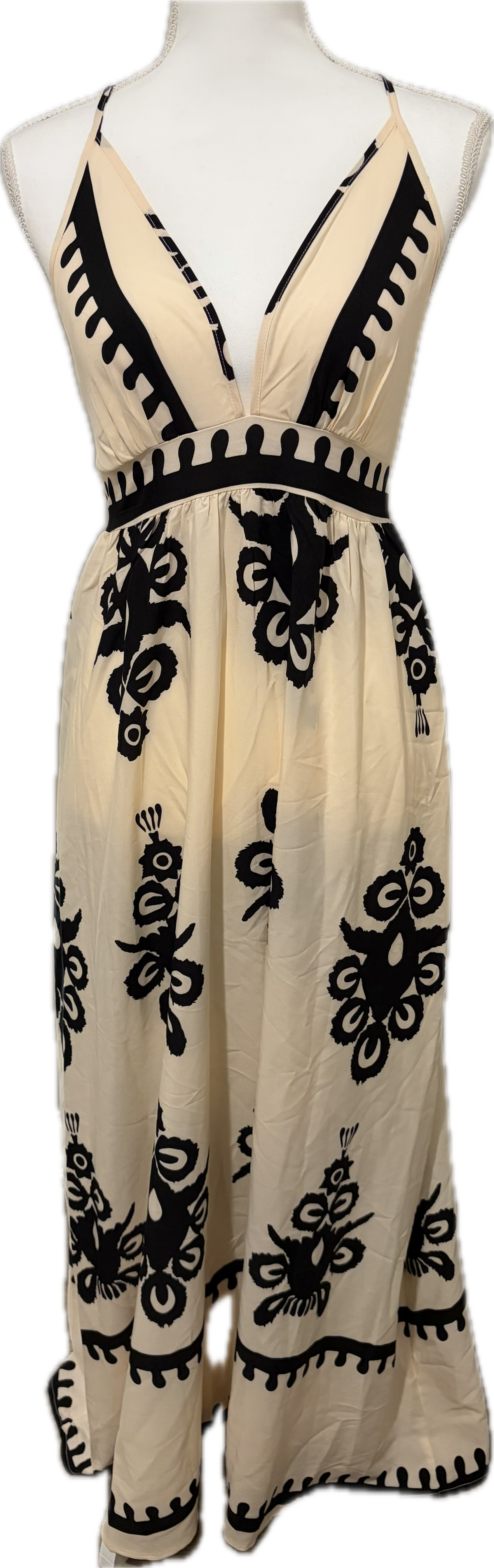 Backless Print Maxi Dress