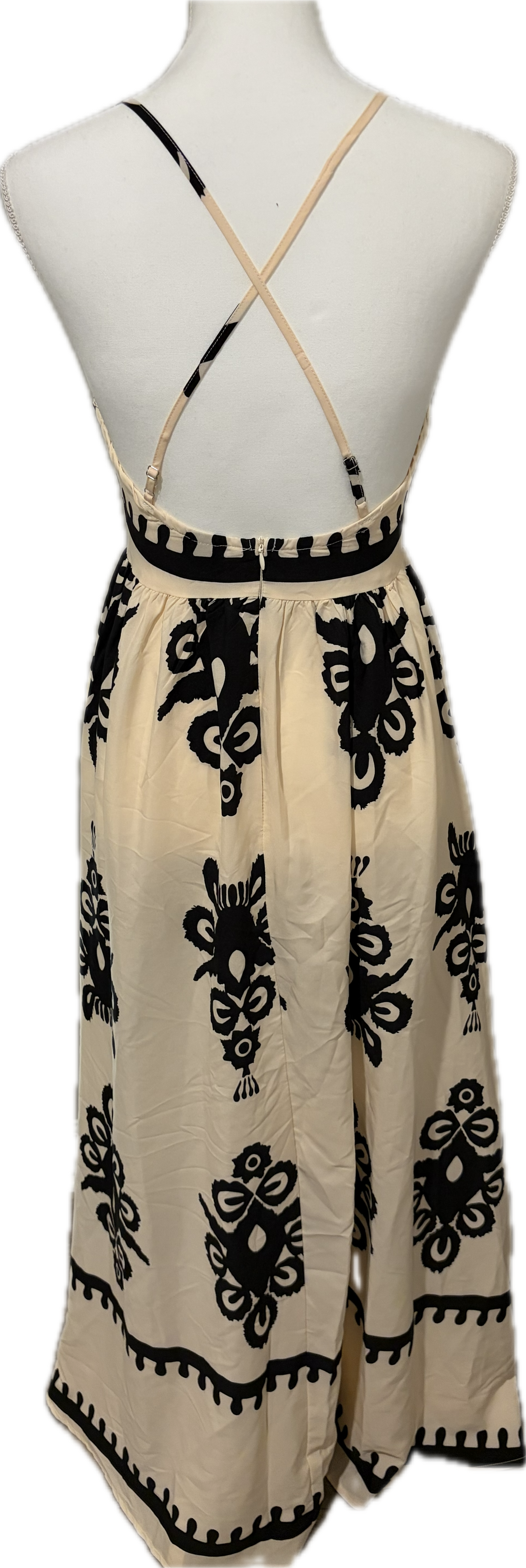 Backless Print Maxi Dress