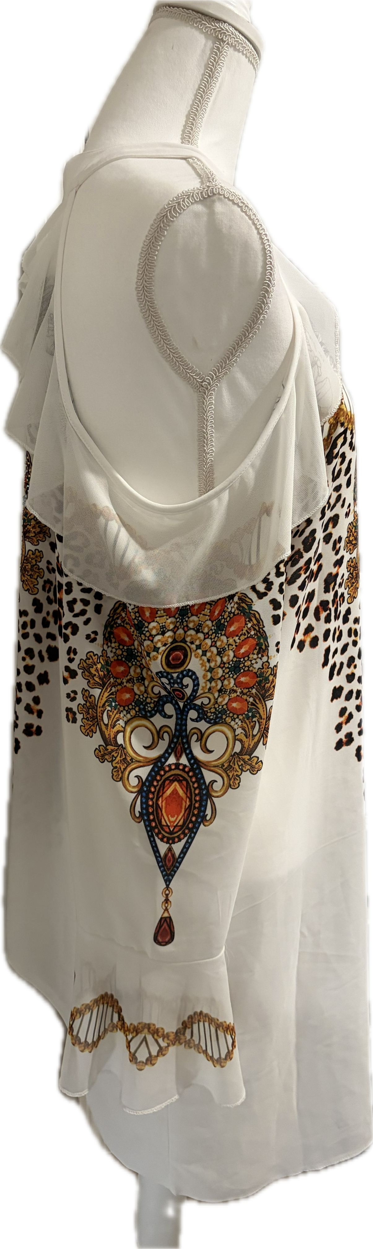 Venus Print Cold Shoulder Plus Curve Blouse