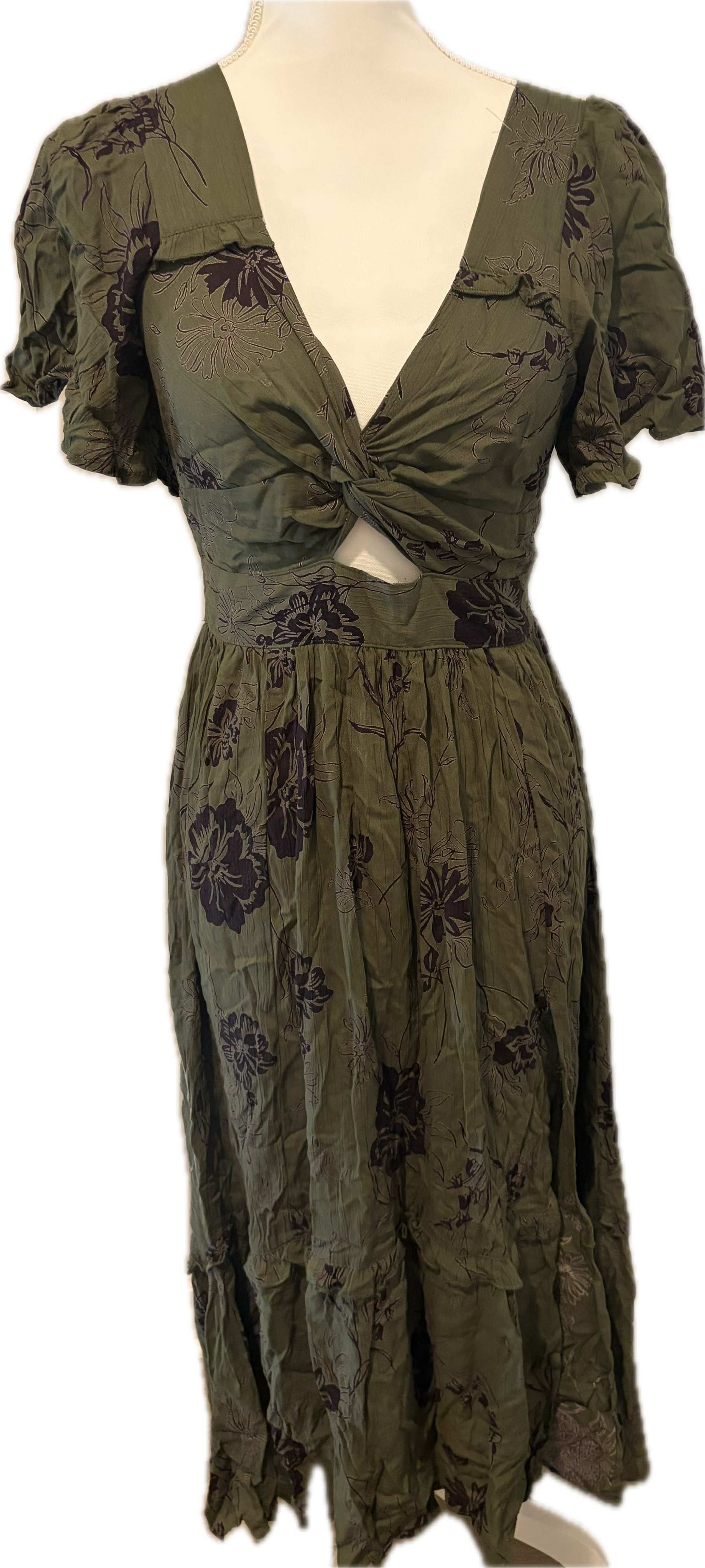 Angie Boho Print Green Dress