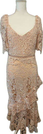 Lulus Blush Pink Ruffle Lace Dress