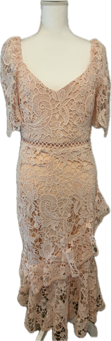 Lulus Blush Pink Ruffle Lace Dress