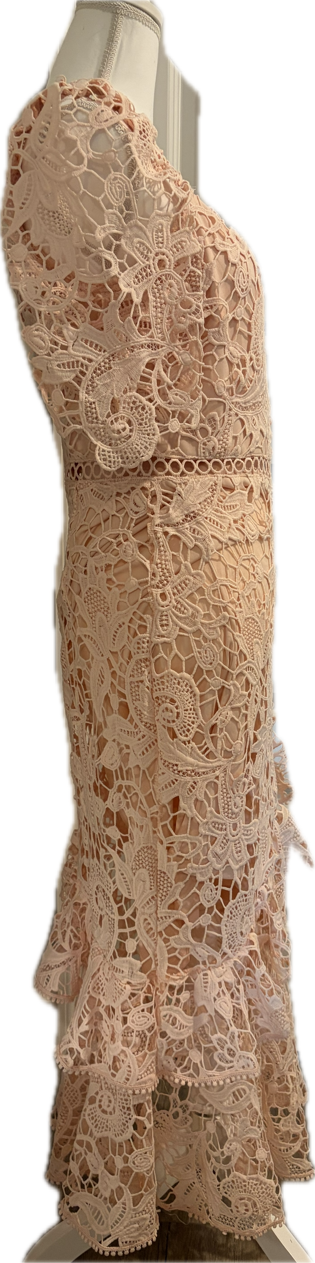 Lulus Blush Pink Ruffle Lace Dress