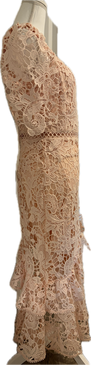 Lulus Blush Pink Ruffle Lace Dress