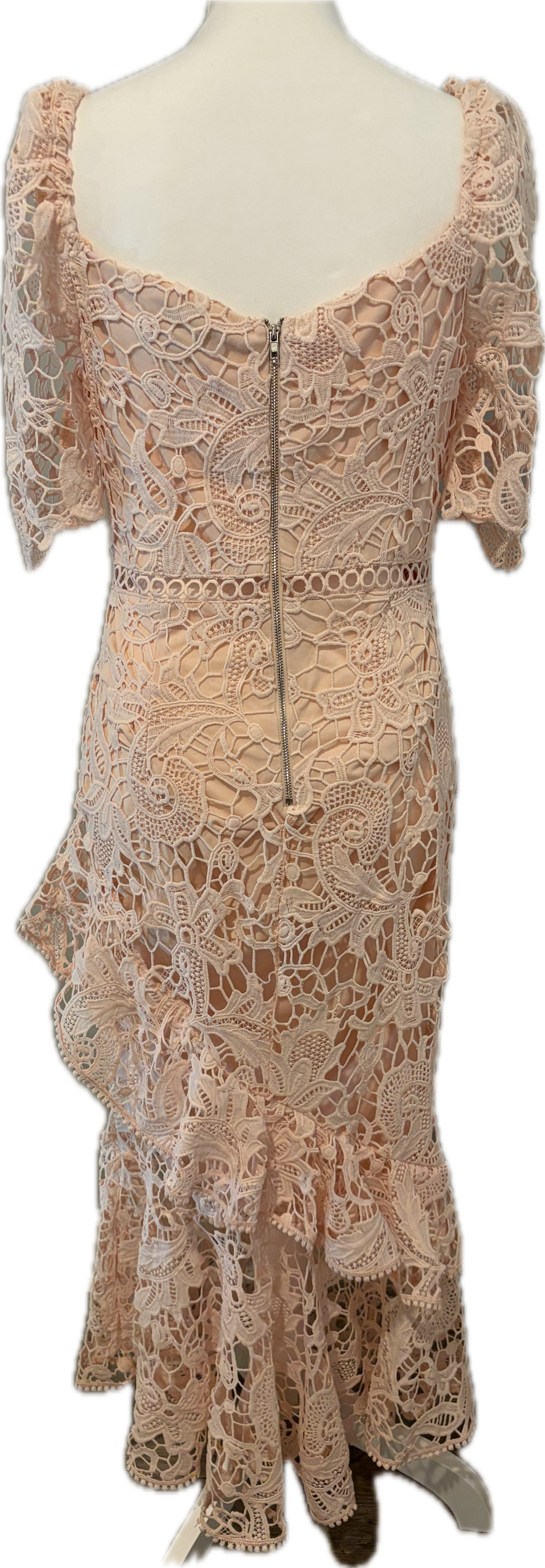 Lulus Blush Pink Ruffle Lace Dress