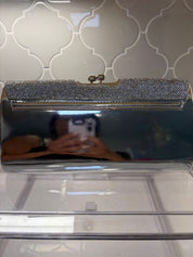 Sequin & Metallic Silver Jeweled Top Handbag