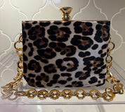 Leopard Print Chain Handbag