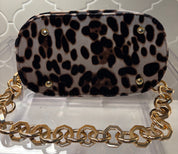 Leopard Print Chain Handbag