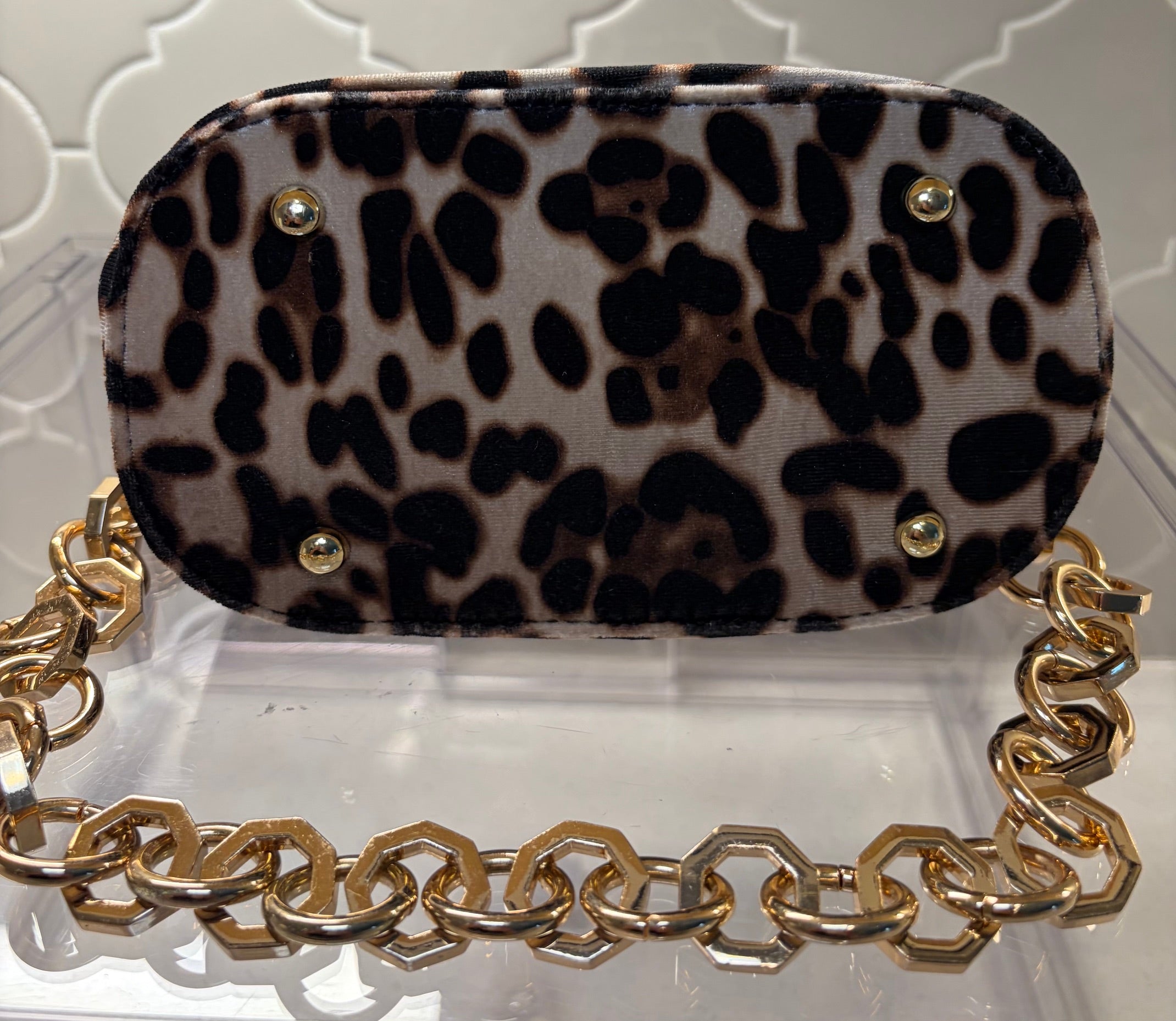 Leopard Print Chain Handbag