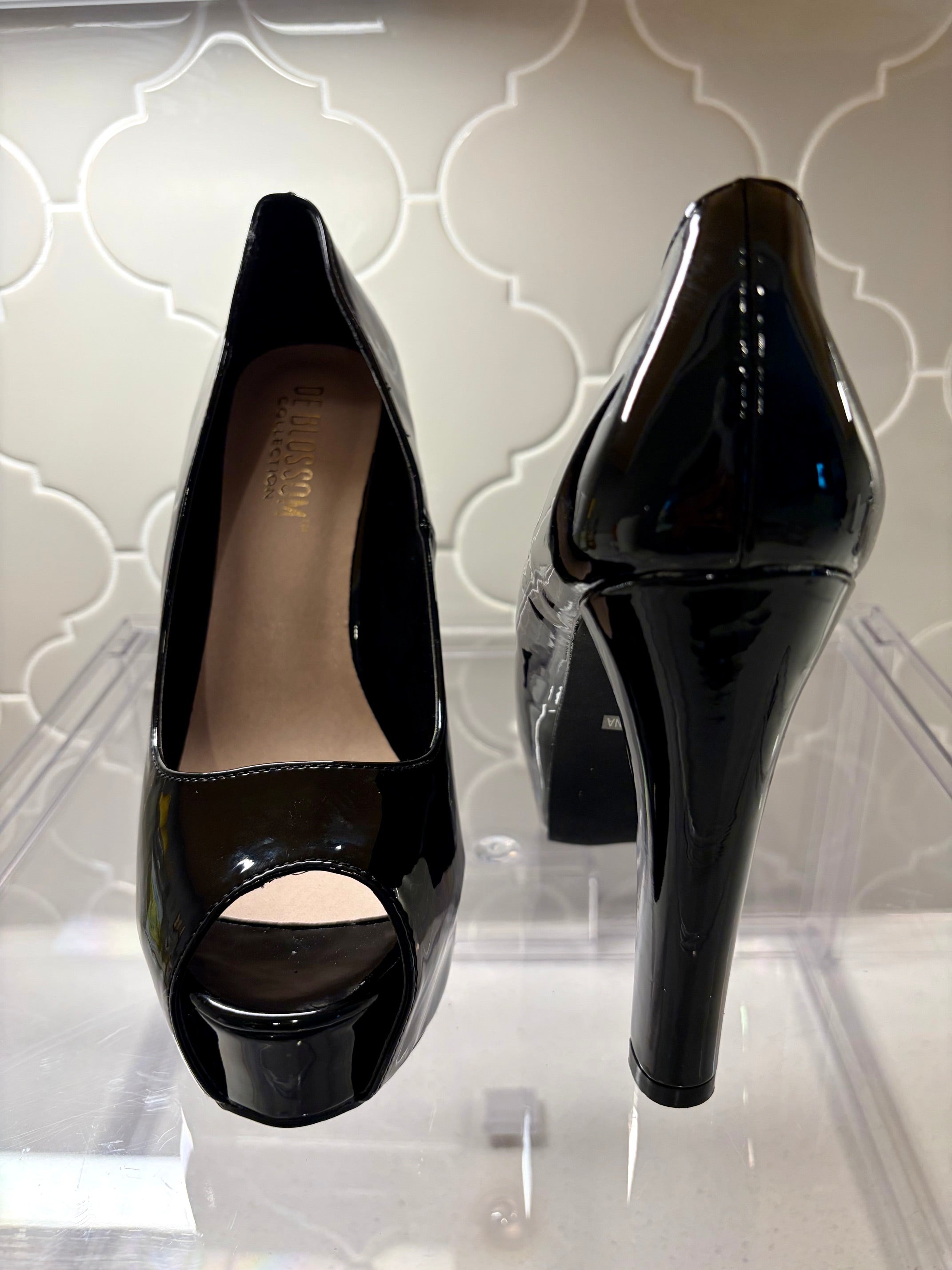 Hollywood Peep Toe Patent Platforms