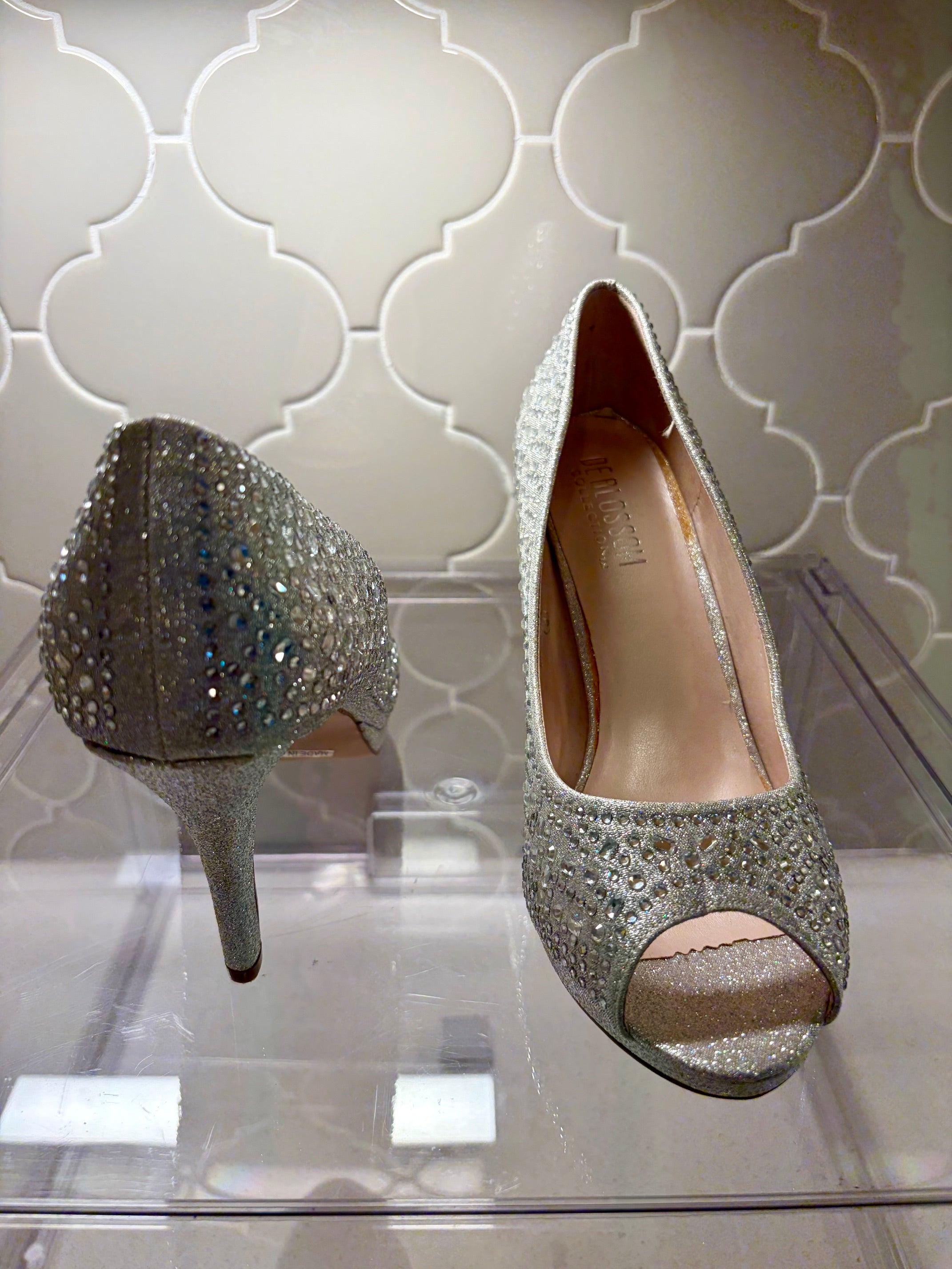 Hollywood Peep Toe Sequin Pumps