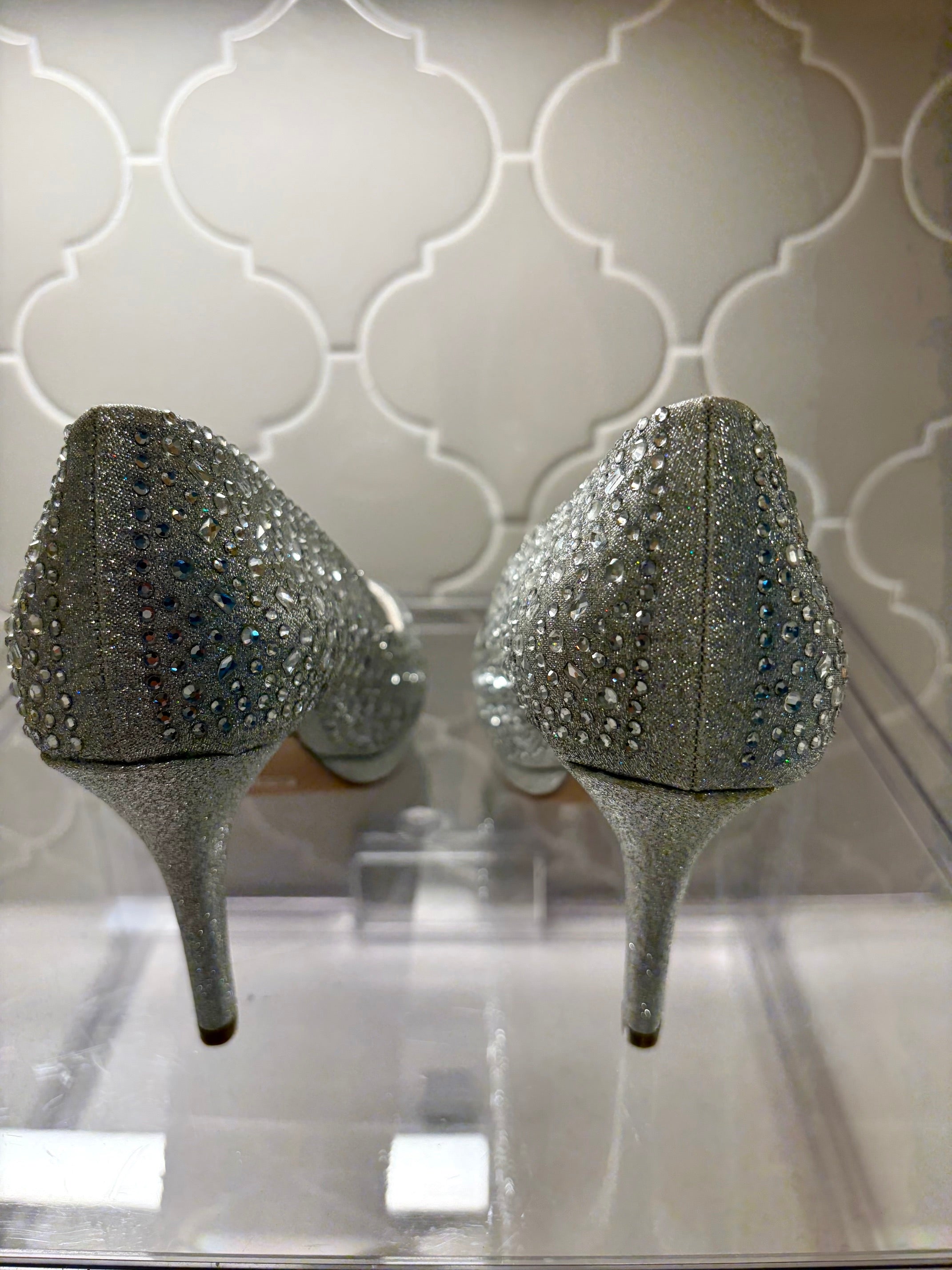 Hollywood Peep Toe Sequin Pumps