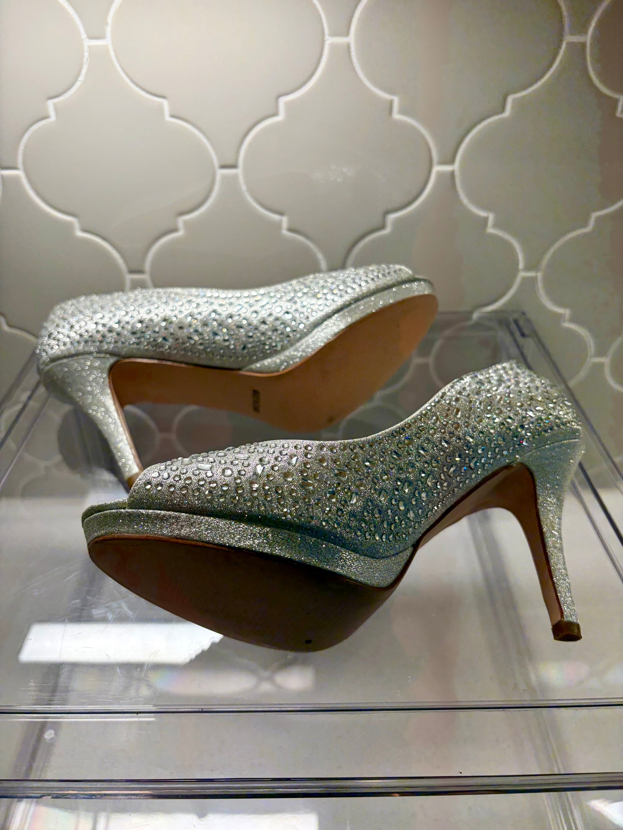 Hollywood Peep Toe Sequin Pumps