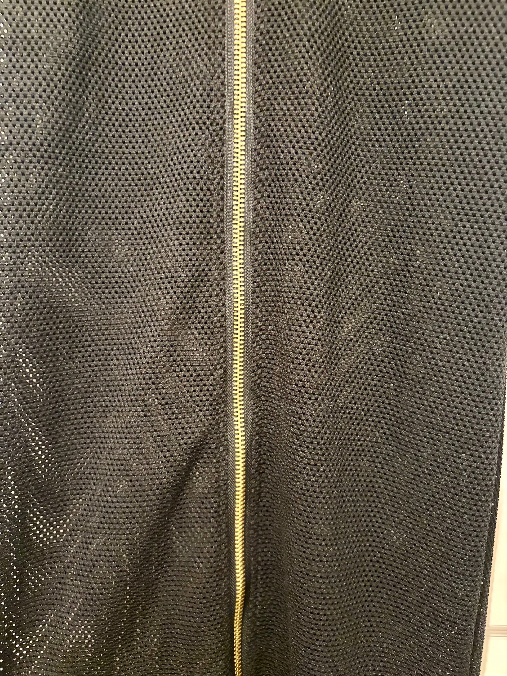Strapless Mesh Gold Zip Front Dress