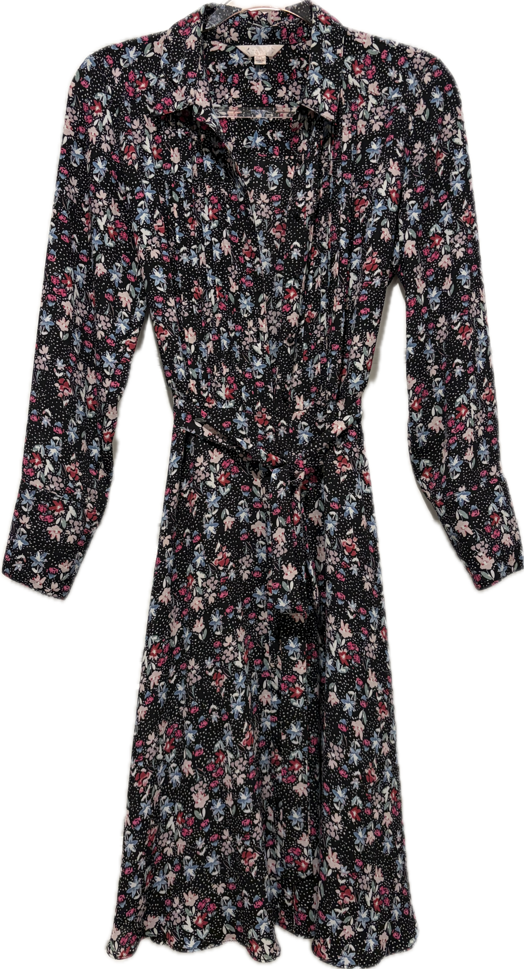 A Line Floral & Polka Dot Button Front Dress
