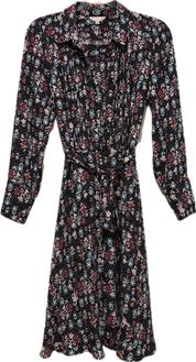 A Line Floral & Polka Dot Button Front Dress