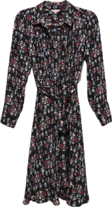 A Line Floral & Polka Dot Button Front Dress