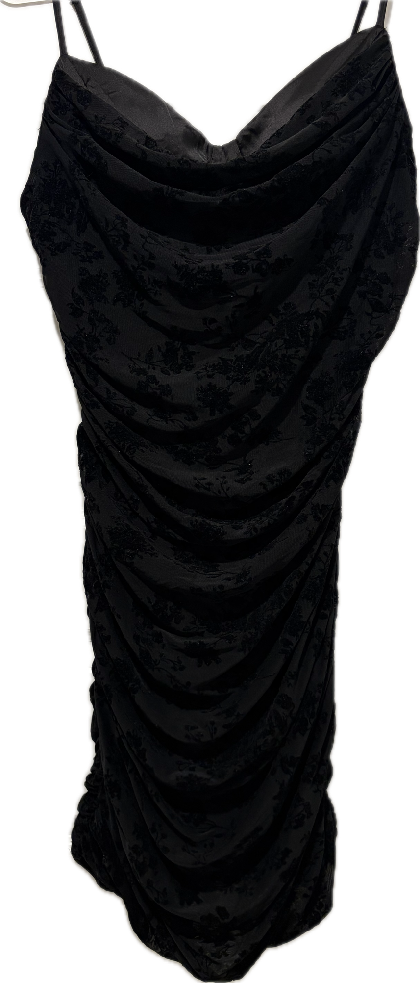 Zenobia Burnout Velvet Plus Curve Shirred Dress